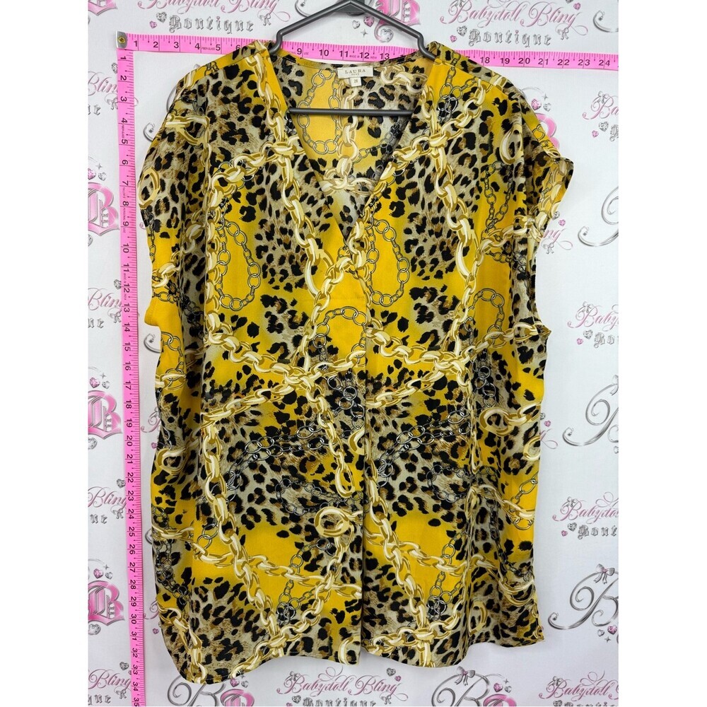 Laura blouse animal print Yellow Chain & Leopard V-Neck Blouse